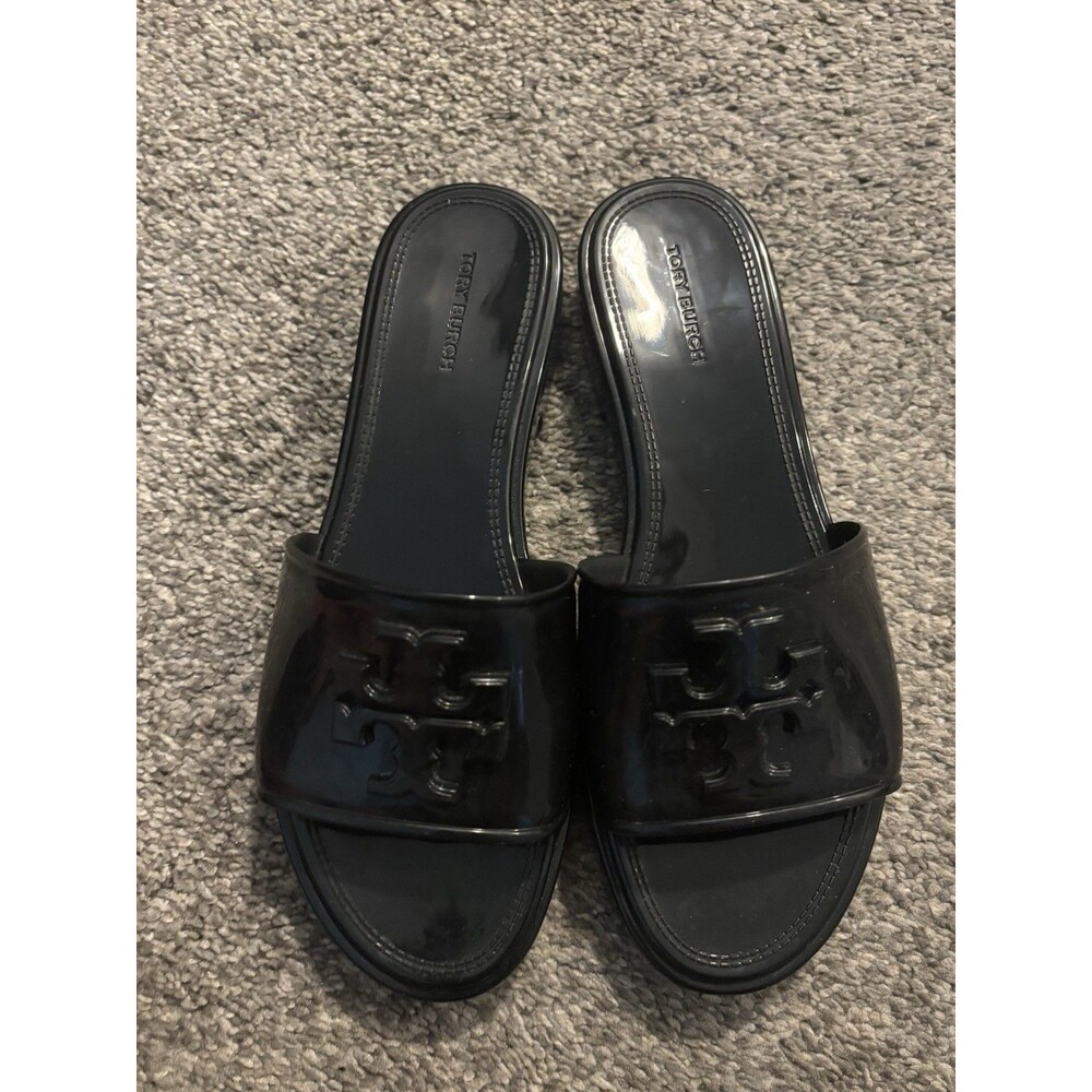 Tory Burch Eleanor Jelly Slide Black Size 6M‎ Waterproof